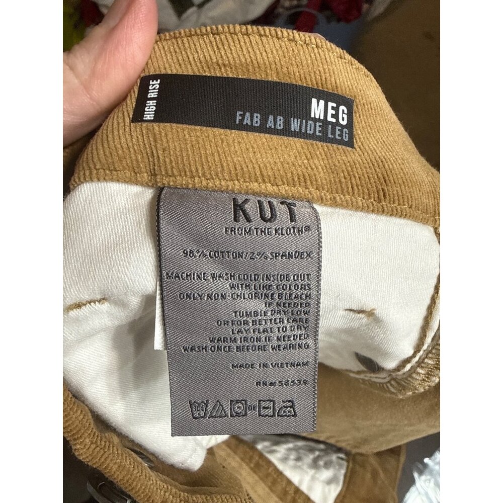 Kut From The Kloth High Rise Meg Fab Ab Wide Leg Corduroy Pants Size 10 Brown - Picture 6 of 8